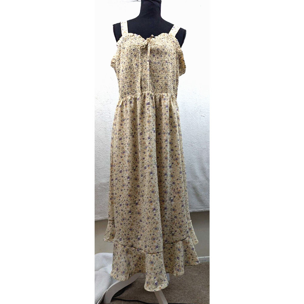 Grace Karin sz 2XL Long Midi Dress bohemian floral print 0801